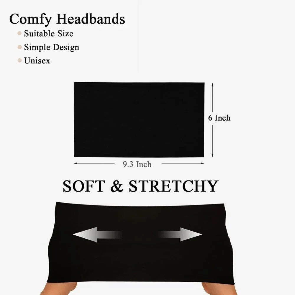 Wide Headbands for Women Stretch Boho Hair Bands Turban Workout Accessories 6 Pa
